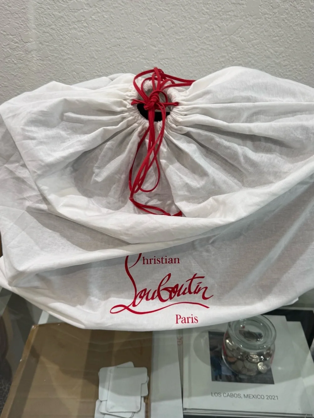 Christian Louboutin Cabata Calfskin Leather Tote with Red Interior